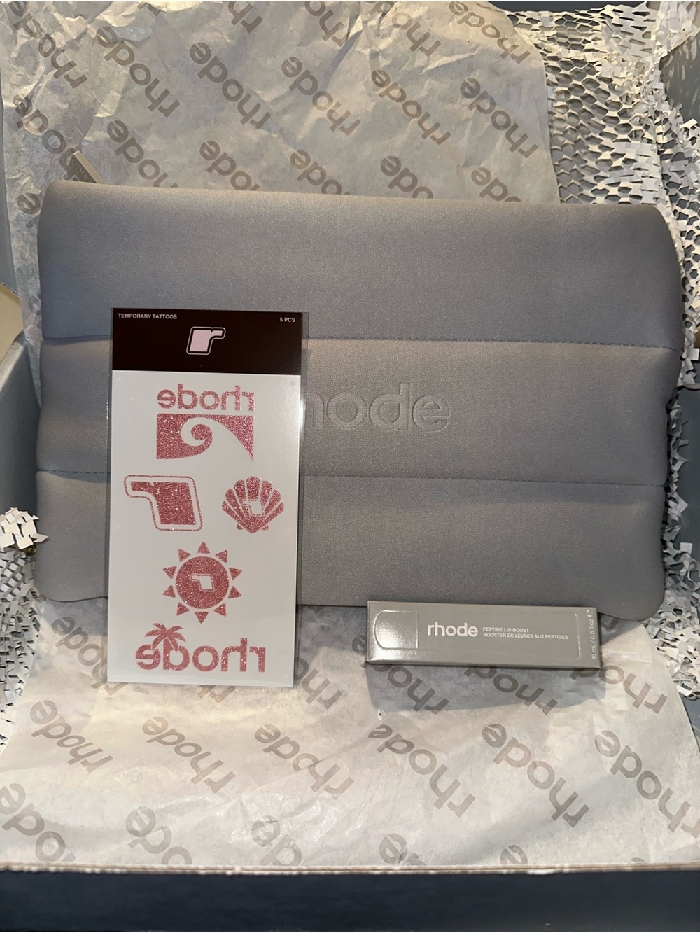 Rhode Large Size Light Grey Rhode Skin Bubble Bag Travel/Makeup Bag NEW